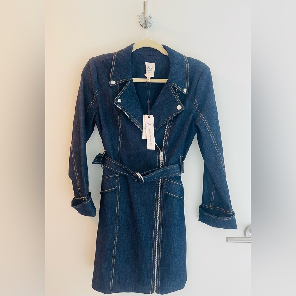 Cinq a Sept Evie Belted Denim Mini Dress - Size 4 - Picture 5 of 14